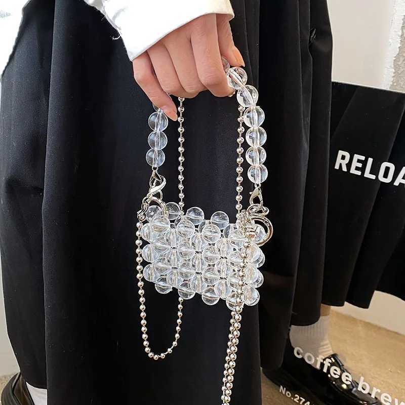Childrens mini handbag tote bag bead woven cross body bag baby girl coin bag clutch bag Kawaii childrens pearl handbag W240906
