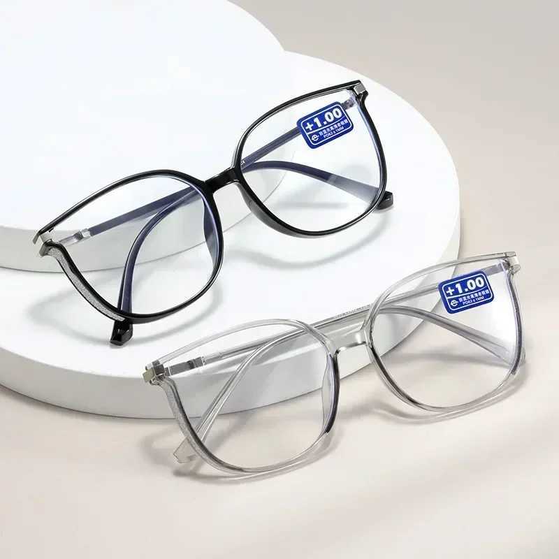 Presbyopia glasses luxury womens oversized frame anti blue light finished glasses prescription reading glasses refractive power up to+4.0 W240907