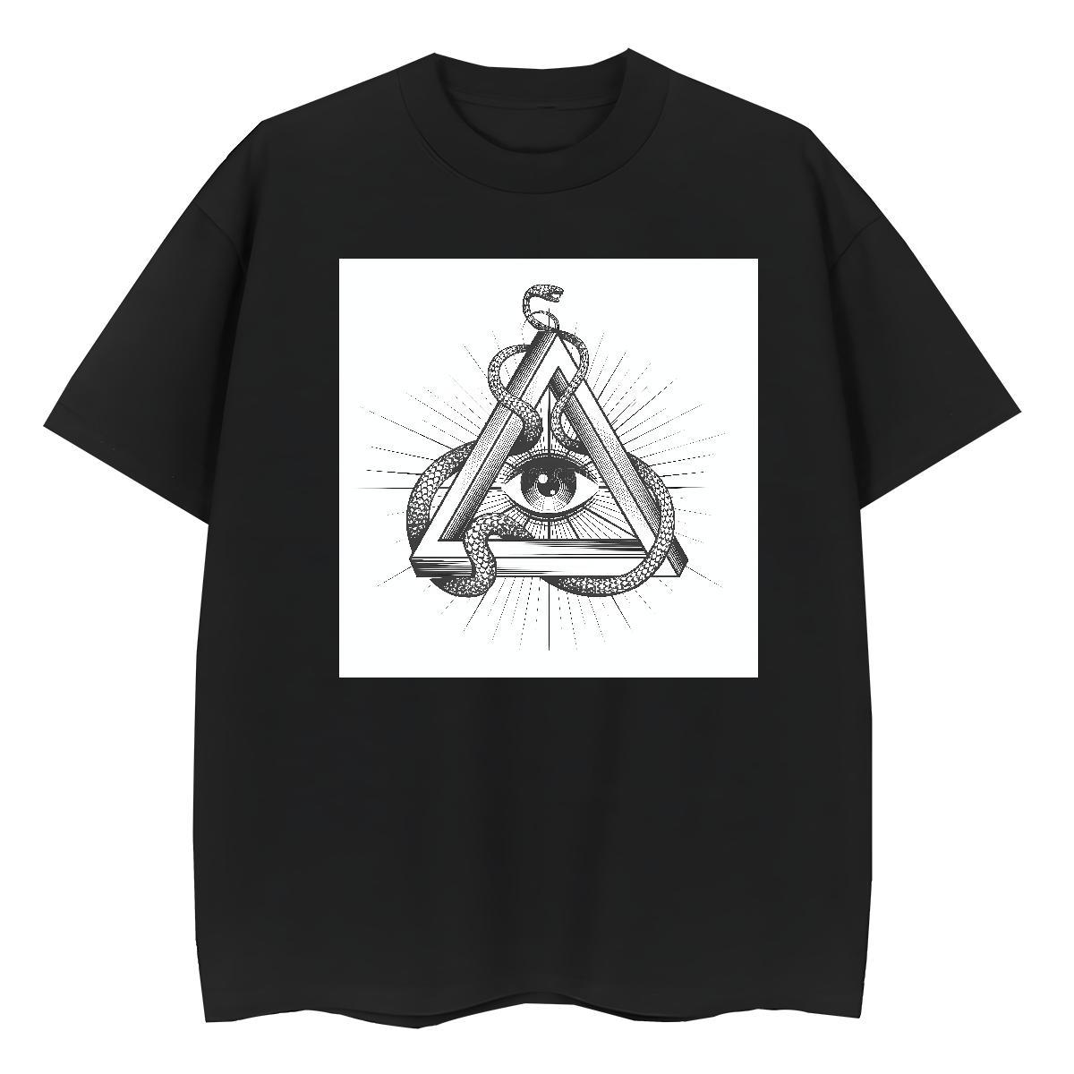 Casual New T Shirts Women 230g Cotton Comfortable Sport eye of the devil Women Tees High quality Black Oversized Top Shirts