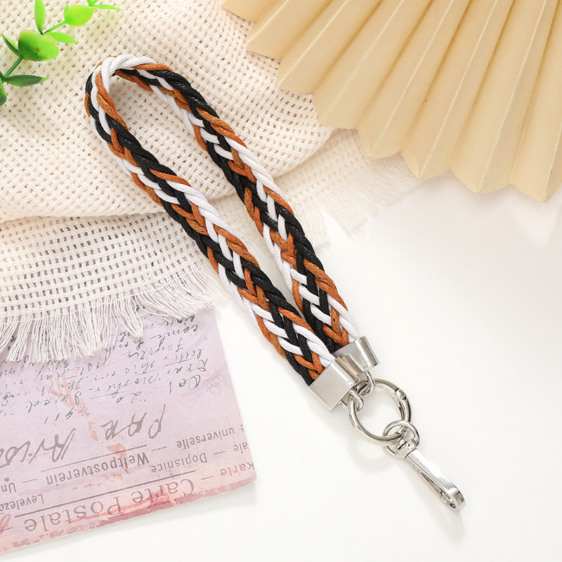 Yilian's new colorful woven keychain phone case hanging decoration pendant, short wrist strap, hand rope gift for women