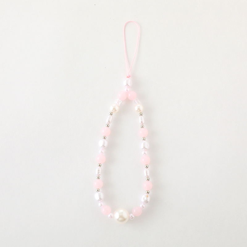 New style fresh and sweet bow pink series handmade bead mobile phone hanging rope chain decoration