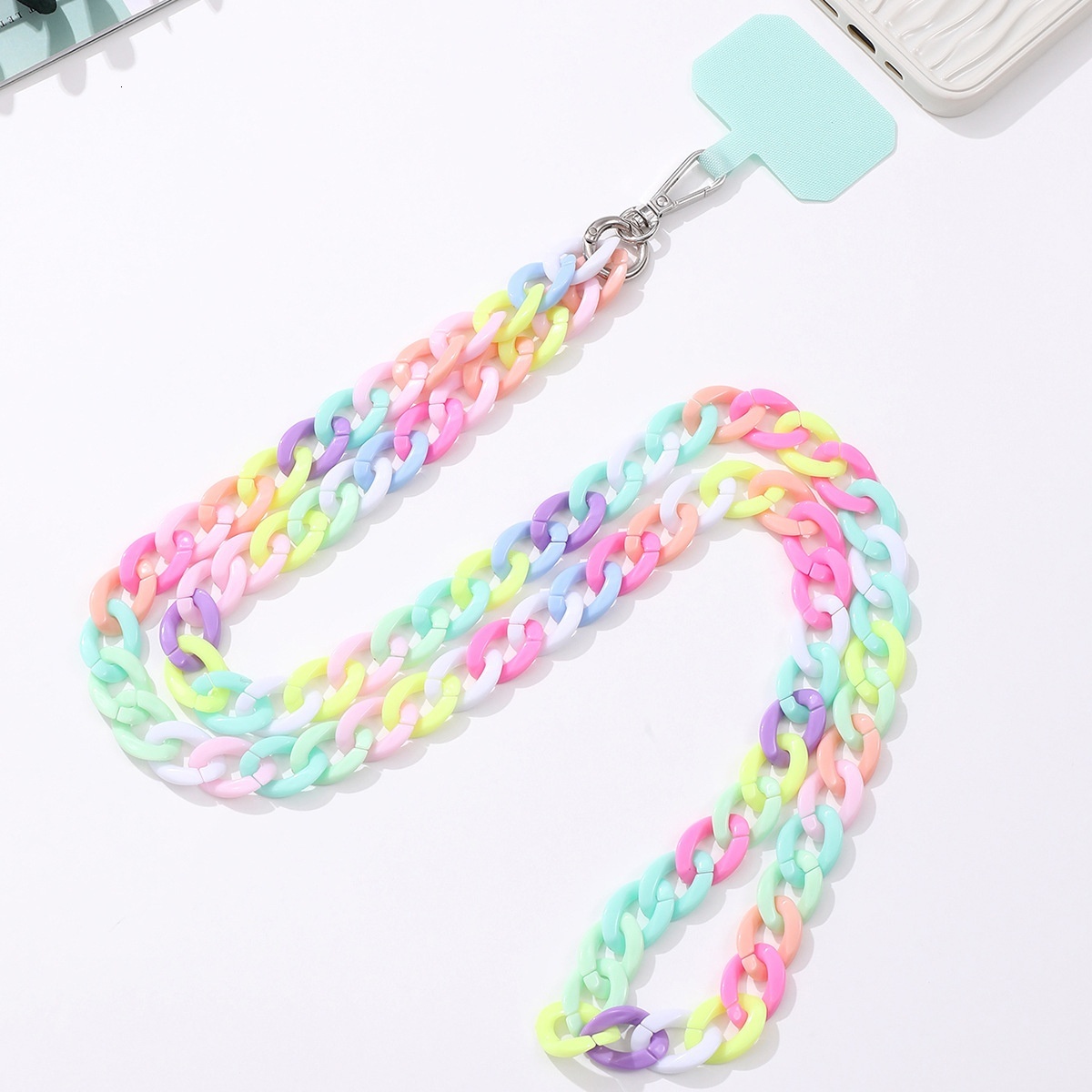 Yilian New 120cm Colored Acrylic Cross body Phone Case Jewelry Pendant drop and Anti loss Shoulder Strap Chain