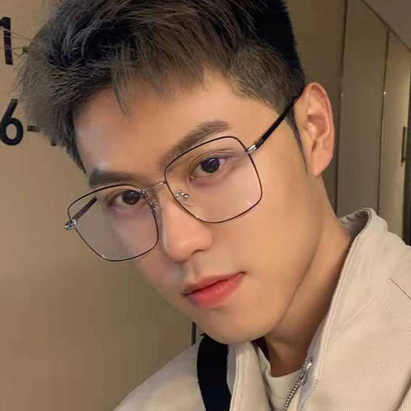 Luxury square frame finished Myopia glasses anti blue light metal frame low beam glasses mens and womens diodes 0-0.5-1.0~-6.0 W240906