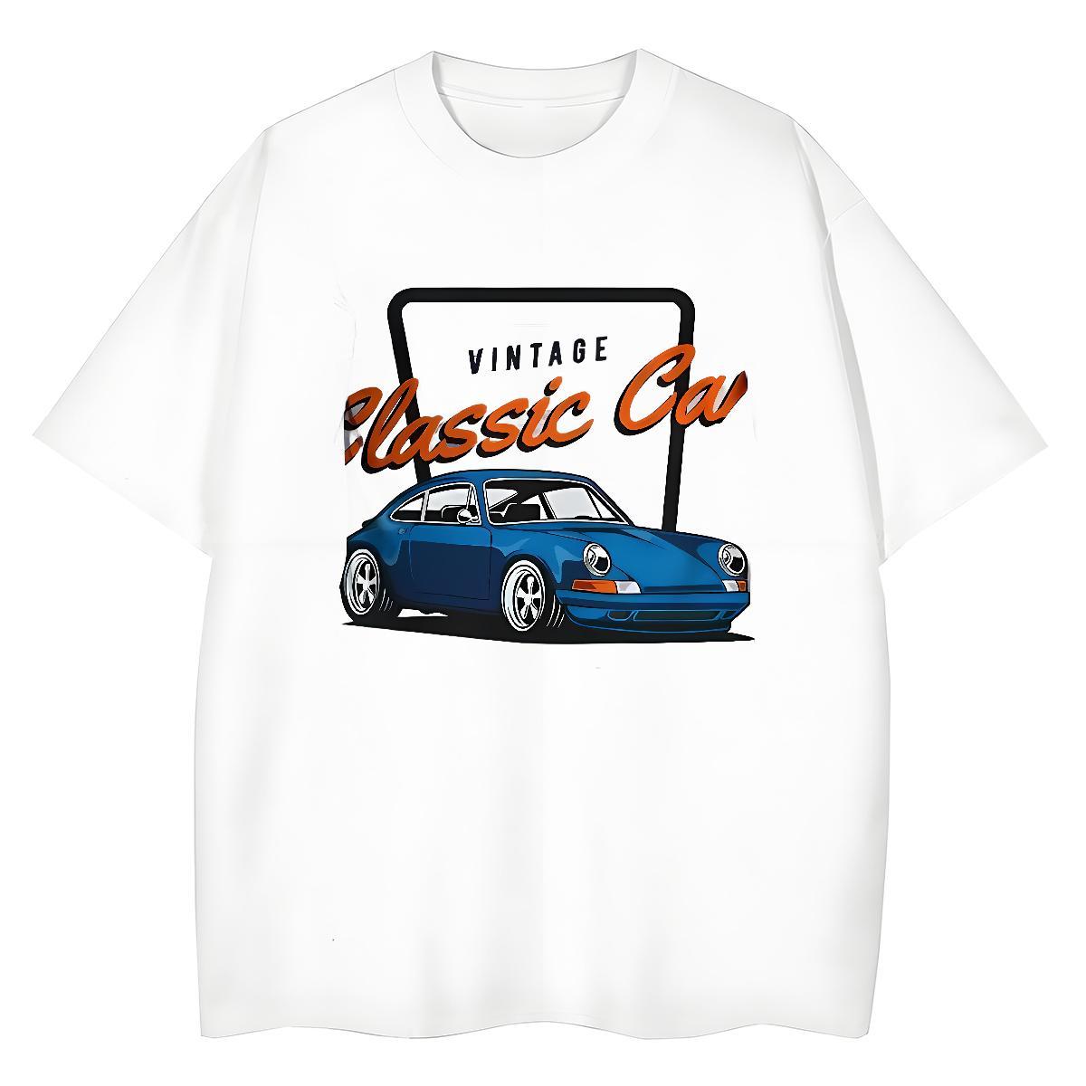 Custom Womens T Shirts 230g Cotton Short Sleeve O-Neck Beach car Tshirt for Man Woman Brand DIY Printed Clothings