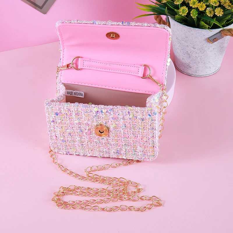 2024 New Girl Mini Wallet Cute Laser Bow Childrens Princess Cross Body Bag Childrens Day Baby Pearl Handbag W240906
