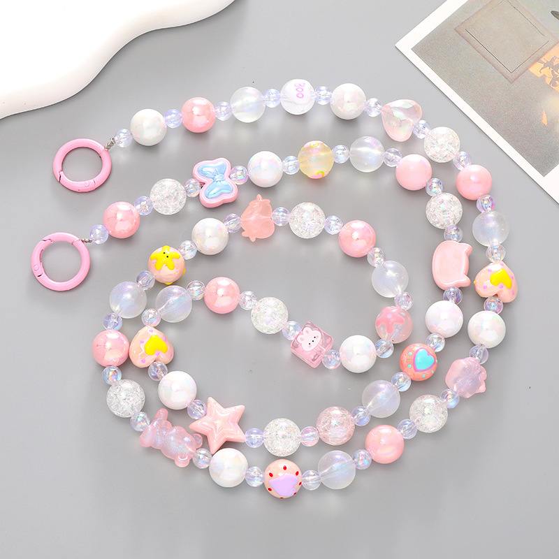 Korean version of cute hand-painted bead crossbody exquisite and fashionable bag chain, mobile phone hanging rope chain