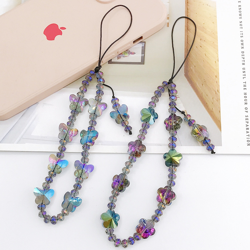 Yilian Jewelry New Crystal Hanging Rope DIY Beaded Stone Butterfly Phone Chain Wrist Strap