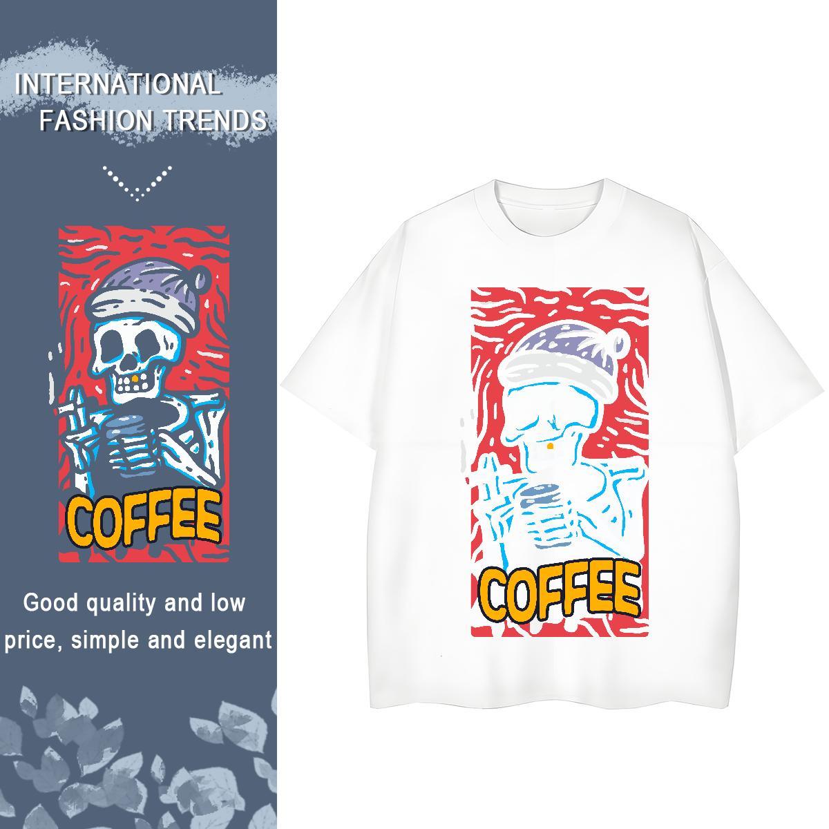 Stylist T Shirts Women 230g Pure Cotton Breathable Crew Neck Daily Outfit skull Lady T shirt Soft Cartoon Printing L-4XL Clothes Shirt