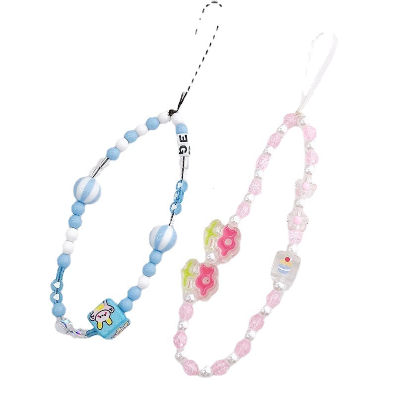 Yilian's new acrylic printed bunny chain DIY case jewelry drip oil flower phone rope
