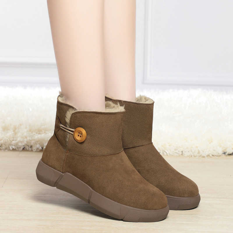 CMM Winter Velvet Thickened Fur Integrated Snow Boots for Women Northeast China Degrees Celsius Large Cotton Shoes Leather Wool Large Size Womens Shoe