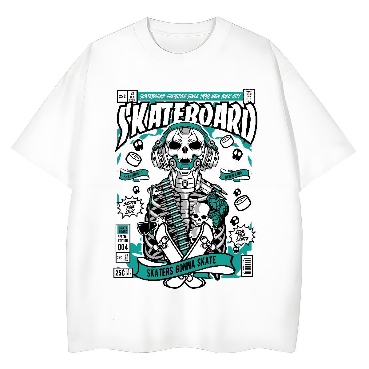 Stylist T Shirts Women 230g Pure Cotton Breathable Crew Neck Home Outdoor skull Womens Tshirts Loose fit Custom Print Plus Size Top Tees