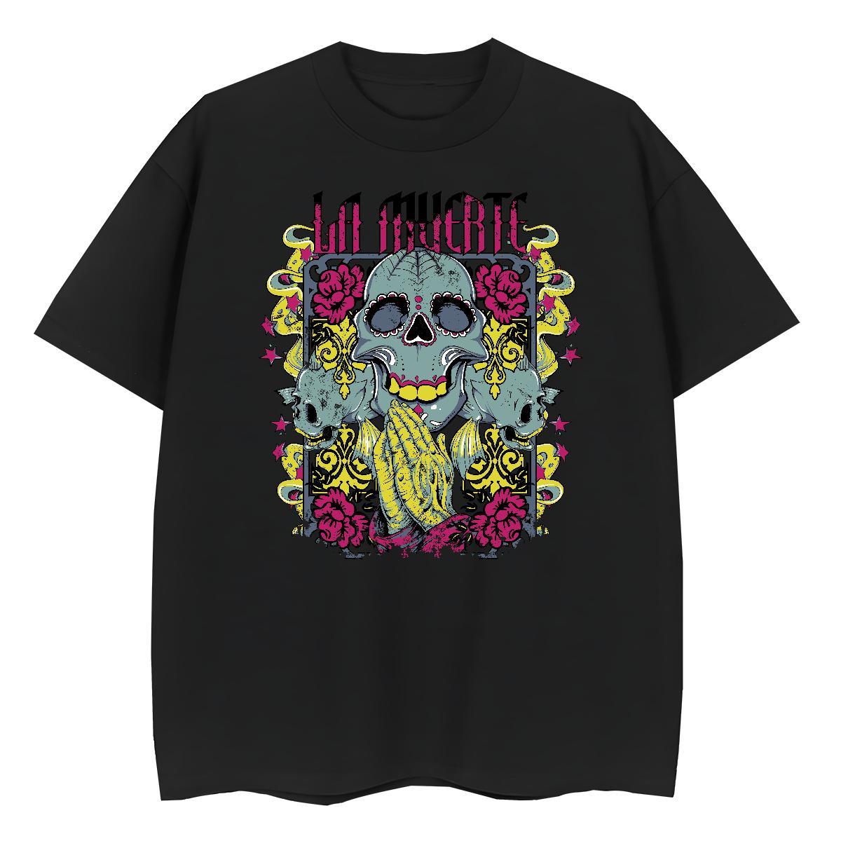 New Womens T Shirts 230g 100% Cotton Breathable Daily Outfit flower Couples T Shirts Nice Cartoon Print Tops
