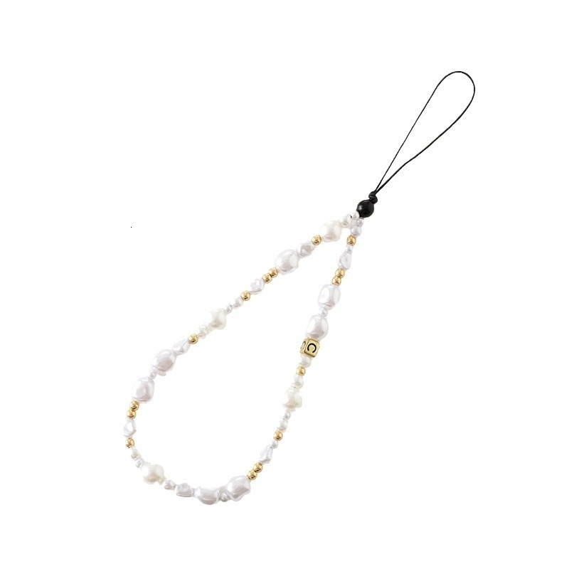 Creative new pearl bow love chain fashionable and versatile handmade bead mixed decoration phone hanging rope