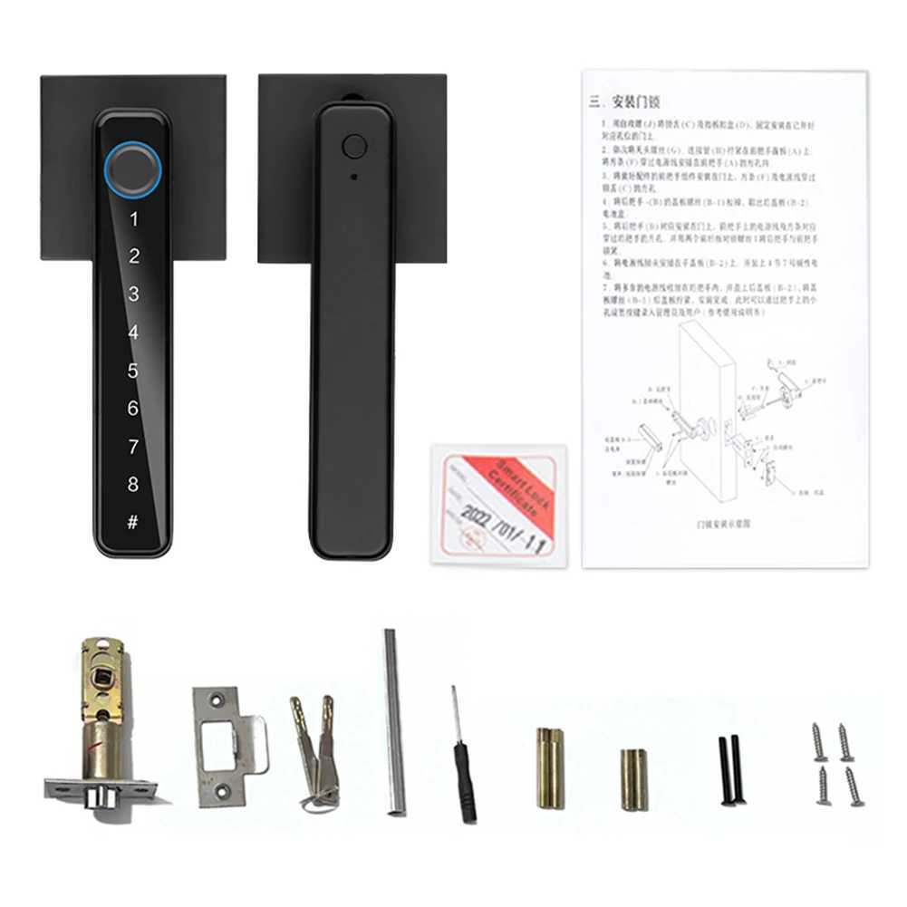 Intelligent door lock TYA/TTLOCK application controls fingerprint security handle lock TYPE-C emergency charging suitableCL240920