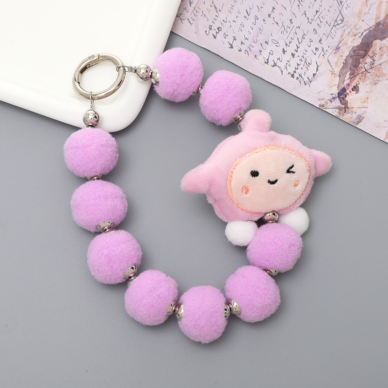 Yilian new Kulomi plush bead pendant cartoon case keychain anti drop phone chain hanging decoration