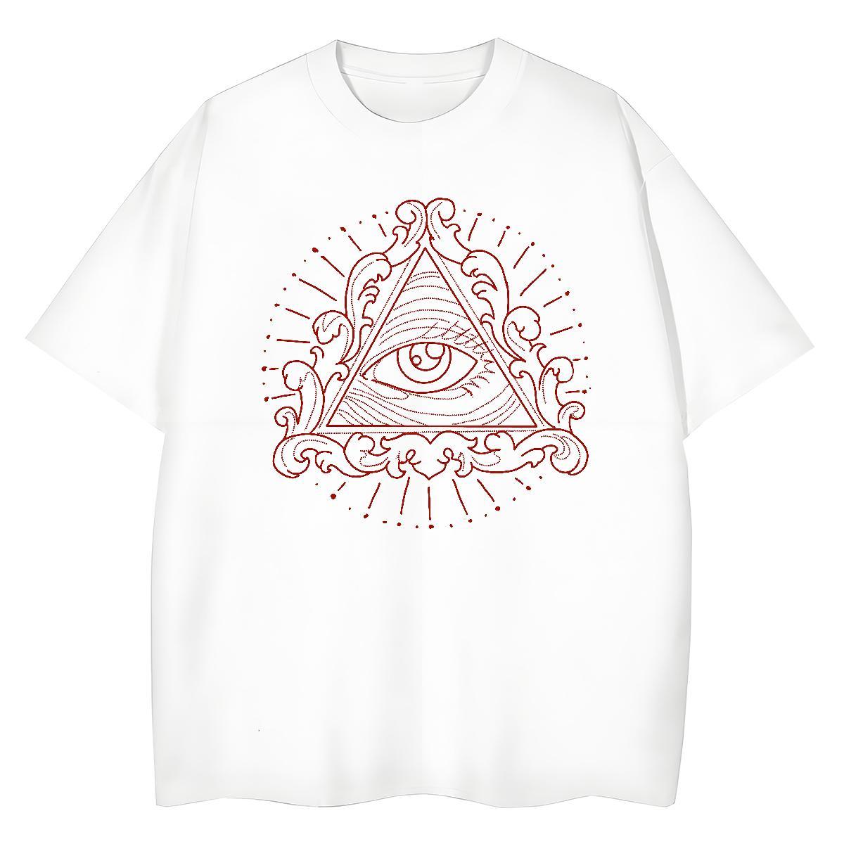 New Arrival T-Shirts 230g 100% Cotton Breathable Crew Neck Outdoor eye of the devil Tshirt for Man Woman Loose fit Floral Print Tshirts