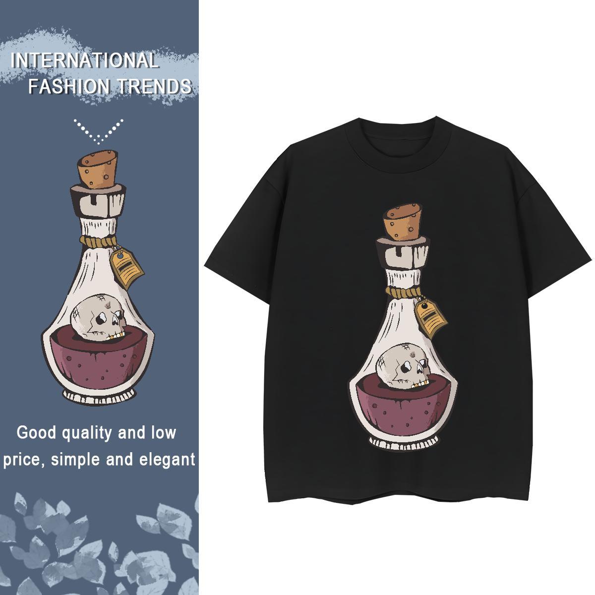 2024 DIY T-Shirts for Women 230g Cotton Comfortable High Street Hip Hop bottle Womens Tshirts Free Shipping DIY Printed Tops