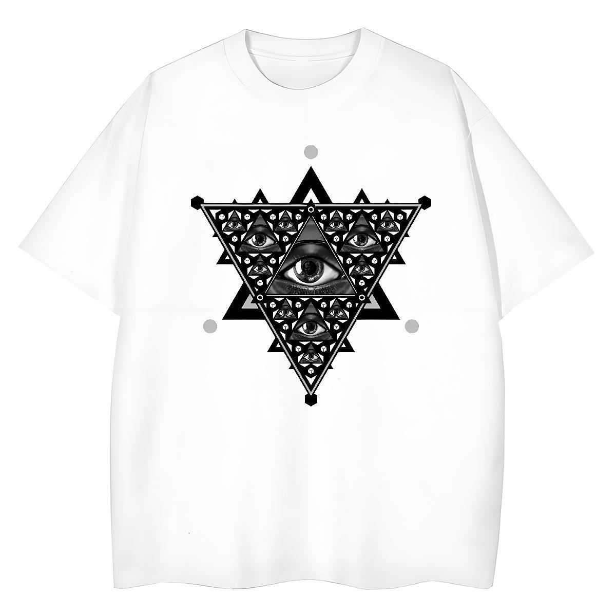 Fashion T-Shirts 230g Cotton Crew Neck Breathable Hip Hop eye of the devil Women Tees Lady Anime Print Tops