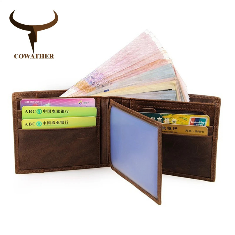 COWATHER 100% top quality cow genuine leather men wallets fashion splice purse price carteira mascua original 240904