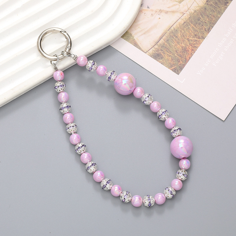New Light Luxury Solid Color AB Bead Pendant DIY Phone Case Pendant High Grade Hanging Rope Wrist Strap
