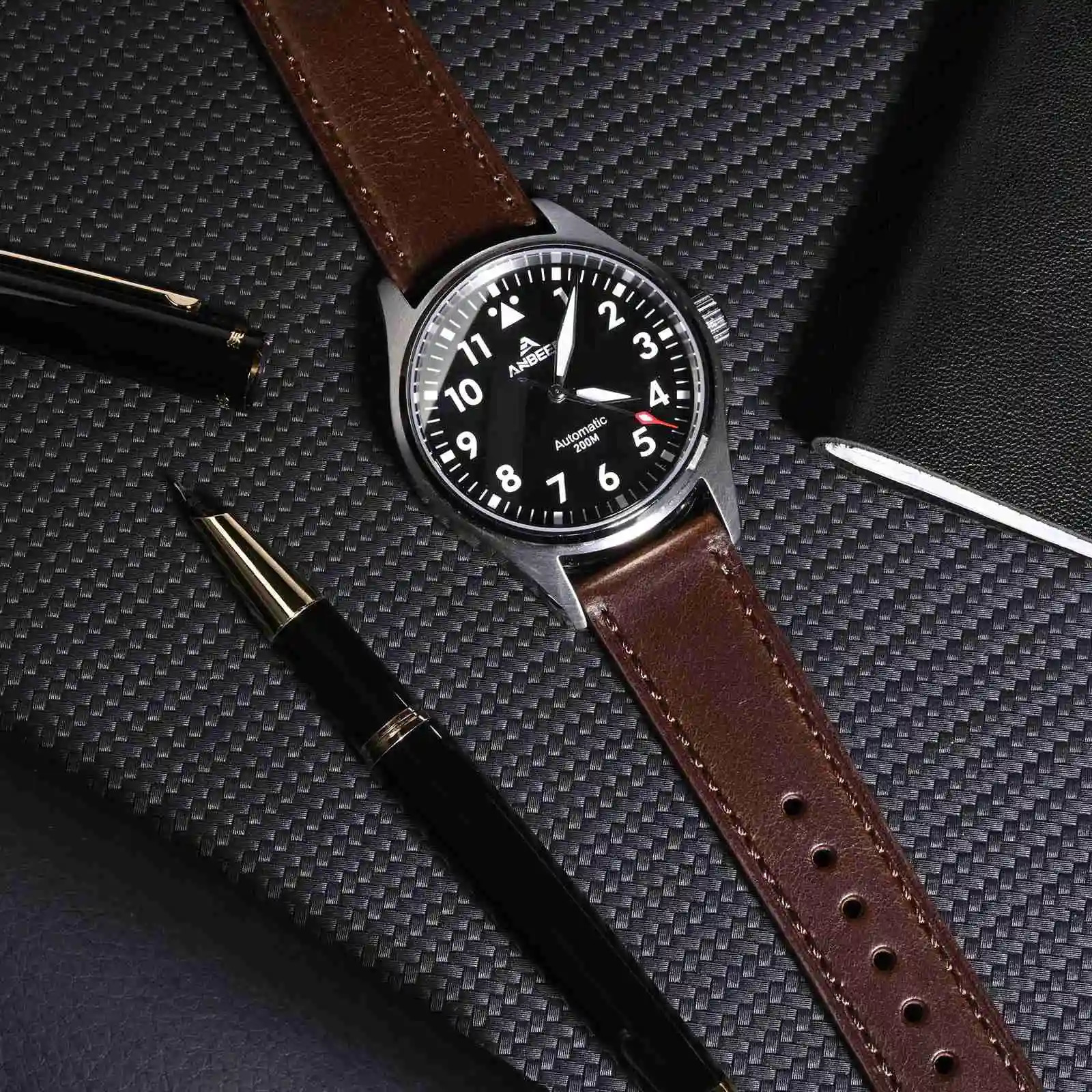 ANBEER Classic Leather Watch Strap 18mm 20mm 22mm watchband Suitable for Men and Women Quick Release and Breathable 240906