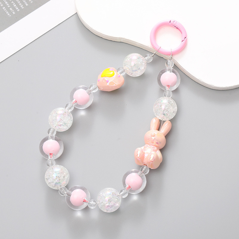 New Bow Japanese and Korean Fresh Sweet Beaded Chain Anti Loss Phone Case Hanging Rope Bag Key Pendant Female