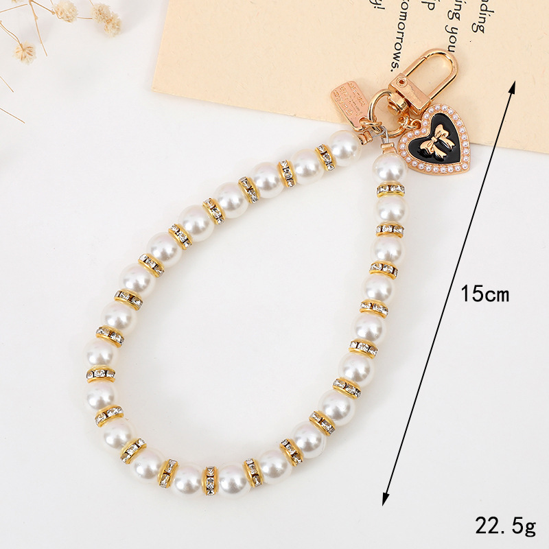 Xiaoxiangfeng Pearl Drill Ring Keychain Pendant Ins Fashionable and Versatile Love Accessories Mobile Phone Rope Hanging Chain