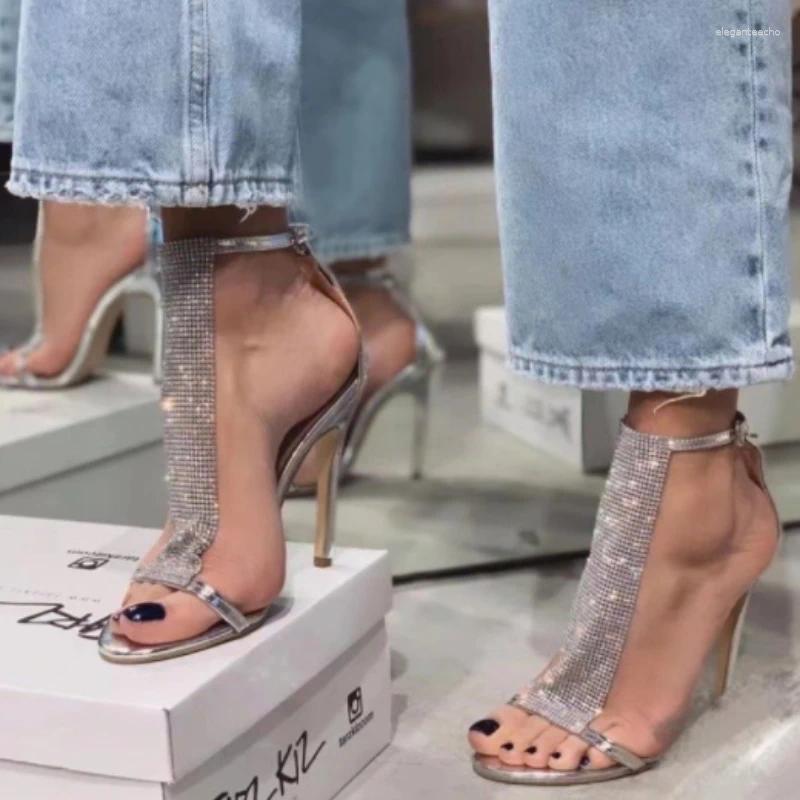 2025 S Fashion Designer Sandals Ladies Sequin High Heel Open Toe Buckle Bg Sexy Thin Heels Women