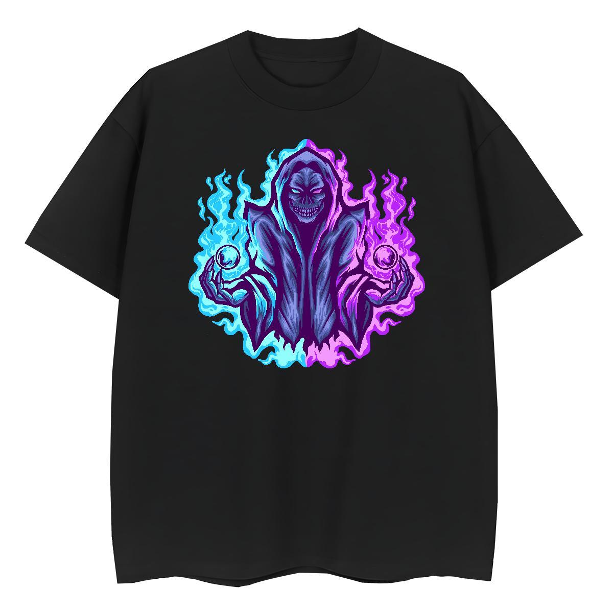 New Arrival T Shirts Women 100% Cotton 230g Breathable Short Sleeve Street Wear skull Tshirt for Man Woman Wholesale Cartoon Anime Tees Shirts