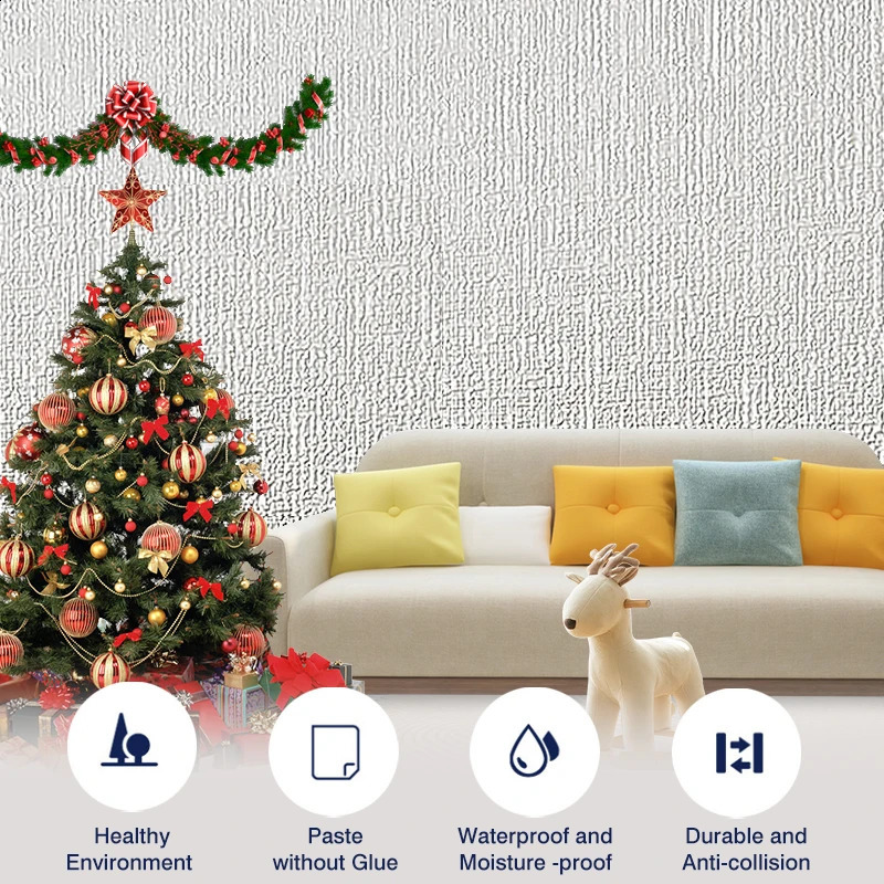 Linen wallpaper selfadhesive waterproof moistureproof mold proof 3D home and living room decoration 240903