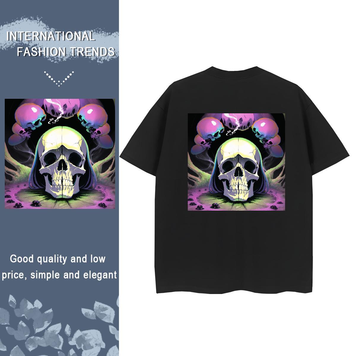 TOP Quality Womens T Shirts 230g Cotton Breathable Crew Neck Beach skull Womens Tshirts Loose fit Custom Printed Clothings