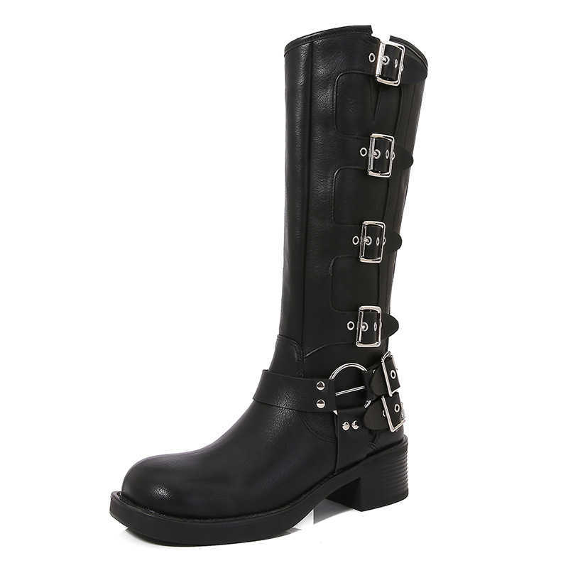 Fashion Style Martin Boots Painted Martin Boots Thick Belt Buckle And Trendy Motorcycle Rider Women Shoes 240826