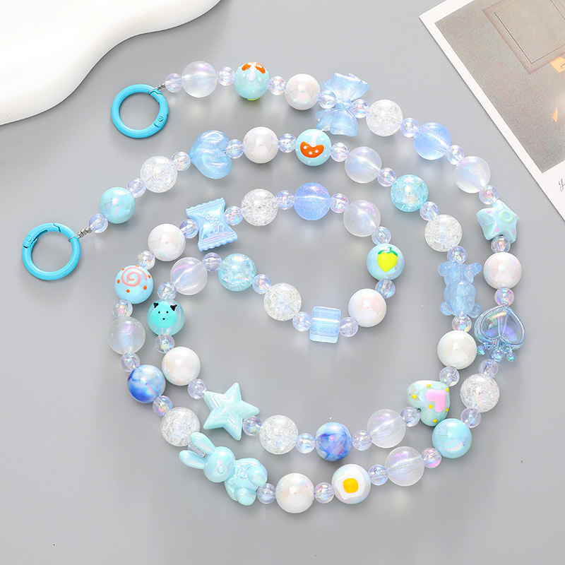 Korean version of cute hand-painted bead crossbody exquisite and fashionable bag chain, mobile phone hanging rope chain