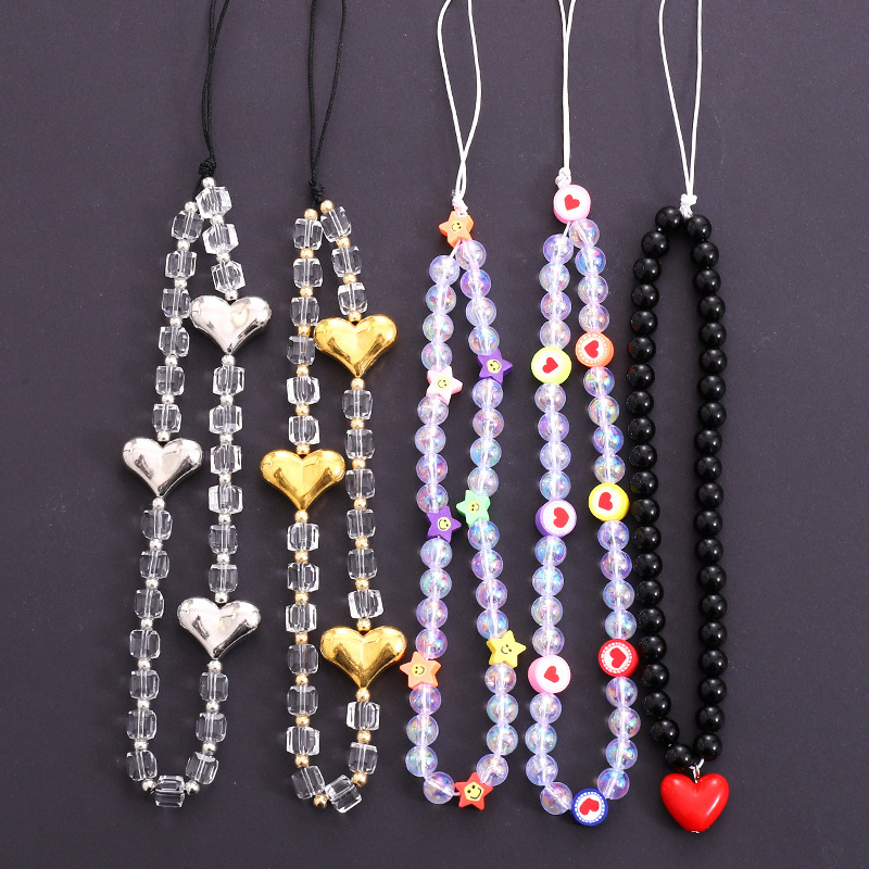Yilian Jewelry New Love Chain Short String Five pointed Star Knot Phone Anti fall Hand Rope Hanging Ornament Pendant for Women