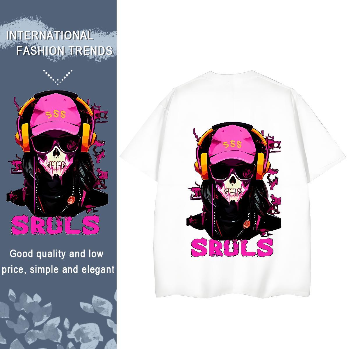 Designer T shirt 100% Cotton 230g Round Neck Short Sleeve Outdoor handset Woman Tshirt Soft Cartoon Floral Printing Clothes