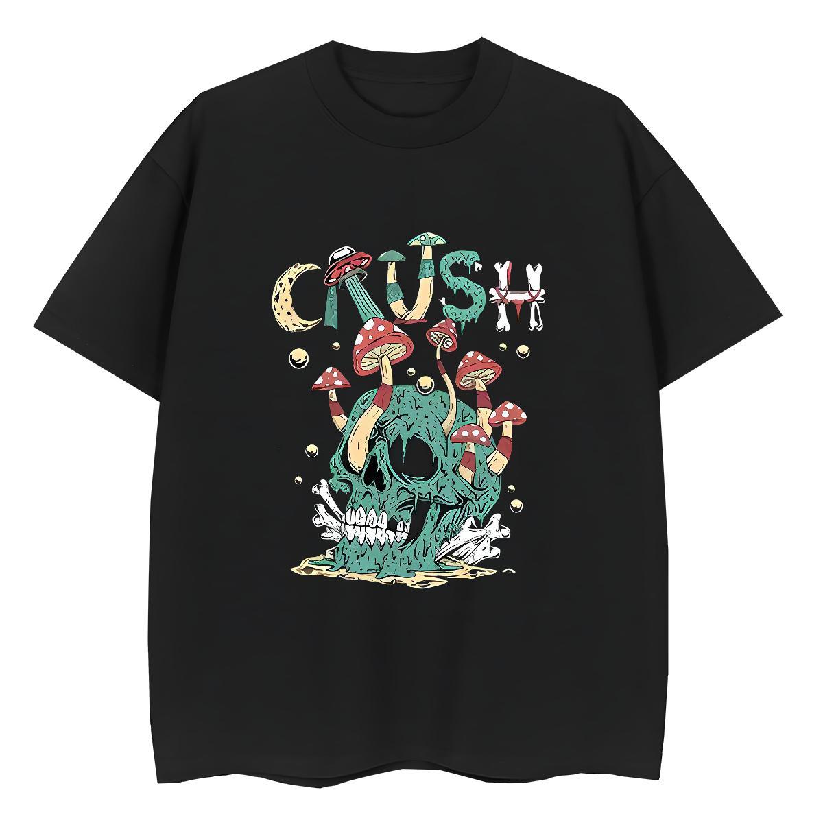 Fashion T-Shirts for Women 230g Cotton Short sleeve Soft Hip Hop Street skull Woman Tshirt Free Shipping DIY Anime Clothings