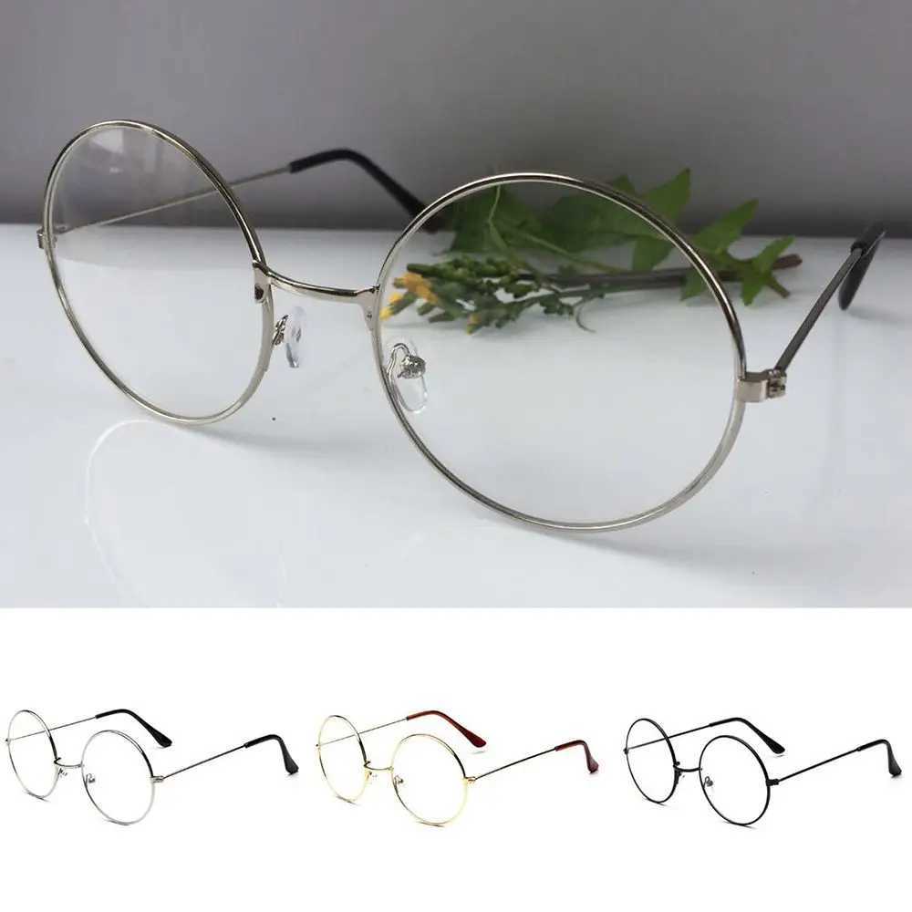 Fashionable retro metal frame transparent glasses bookworm glasses geek glasses oversized round glasses W240906