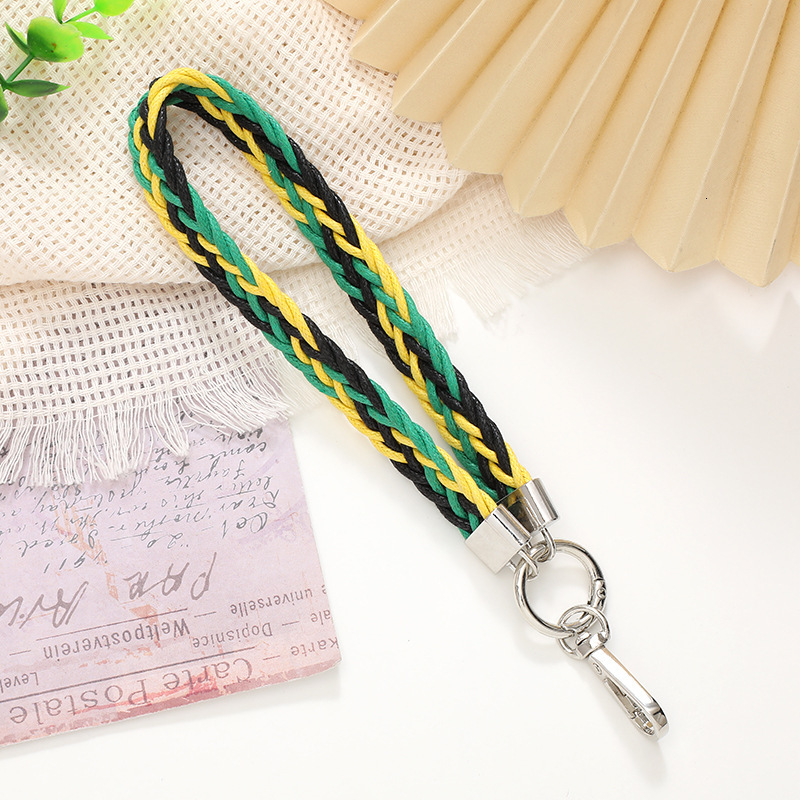 Yilian's new colorful woven keychain phone case hanging decoration pendant, short wrist strap, hand rope gift for women