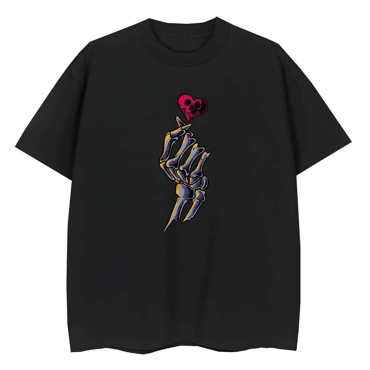 Brand T Shirts Women 230g Cotton Breathable Short Sleeve Sports Casual skull Couples T Shirts Female Customized Tee Shirt