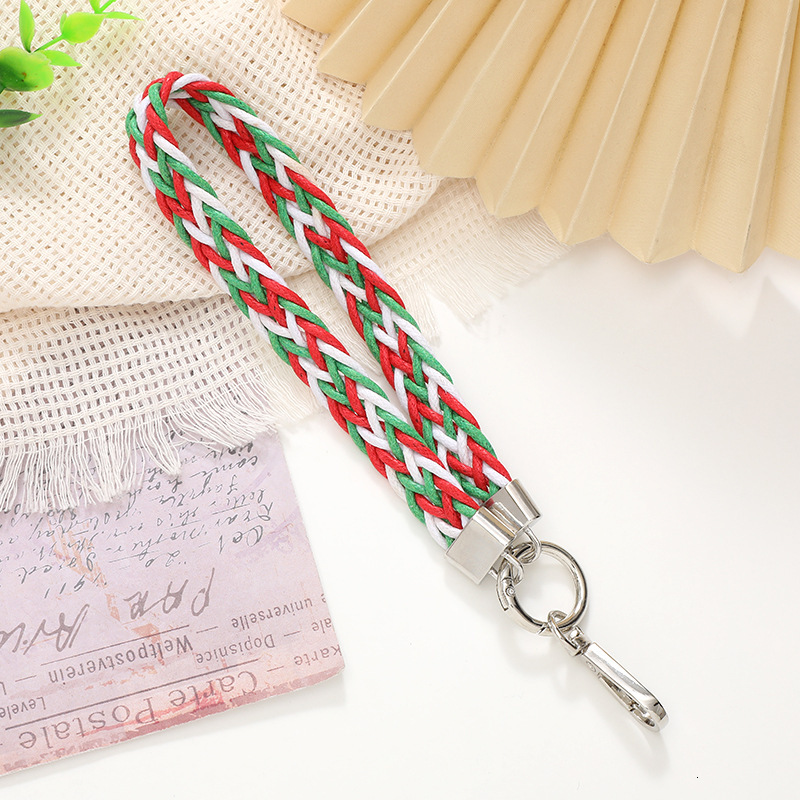 Yilian's new colorful woven keychain phone case hanging decoration pendant, short wrist strap, hand rope gift for women