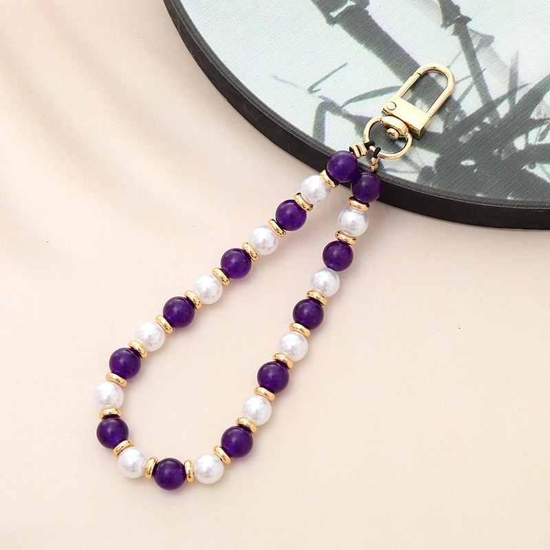 Ins New Natural Stone Bead Pendant Luggage Keychain Hanging Decoration Red Agate Mobile Phone Rope Jewelry