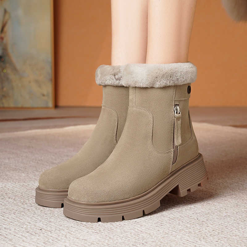 CMM Winter Womens Shoes Thick Velvet Boots Autumn and Winter Snow Boots Short Tube Wool Anti Slip Womens Northeast Cotton Shoes