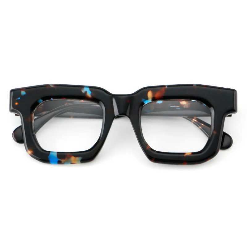 Vintage Acetic Acid Square Glasses Frame for Men Vintage Glasses Frame Luxury Brand Design Optical Glasses Prescription Customization W240906