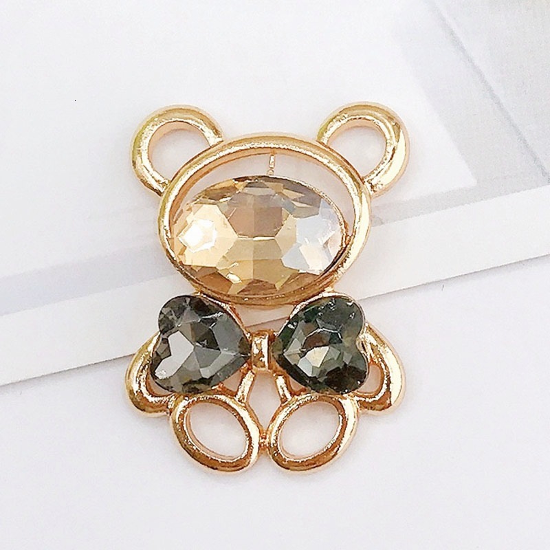 New Small Crystal Gem Bear Zinc Alloy Jewelry Phone Case DIY Accessories Hole Shoes DIY Accessories Women