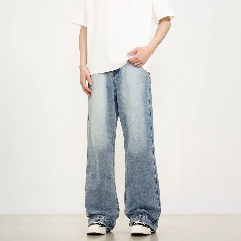 Interesting jeans men Y2k streetwear straight leg loose Trouser summer punk fashion black retro original street 240904