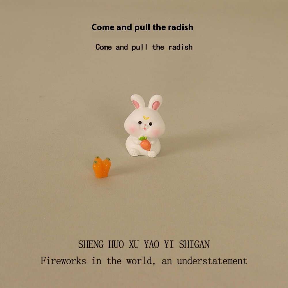 Cute Cartoon Rabbit Mini Resin Craft for Interior Scenes - Compact Home Display Accessory