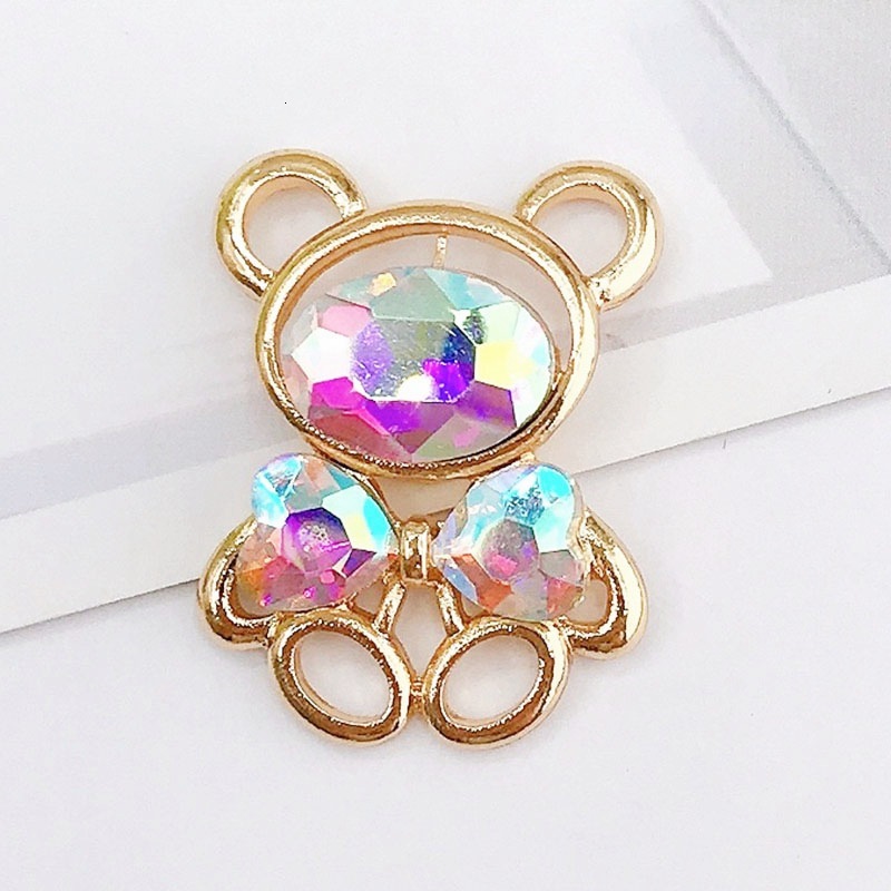 New Small Crystal Gem Bear Zinc Alloy Jewelry Phone Case DIY Accessories Hole Shoes DIY Accessories Women