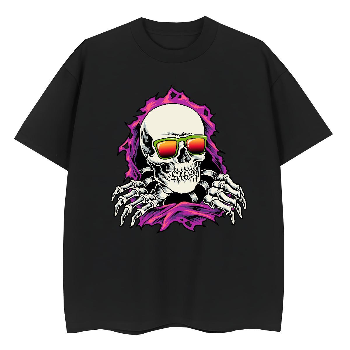 2024 Woman T Shirts 100% Cotton 230g Round Neck Short Sleeve Summer Casual skull Women Tees Nice Black Oversized Top Tees