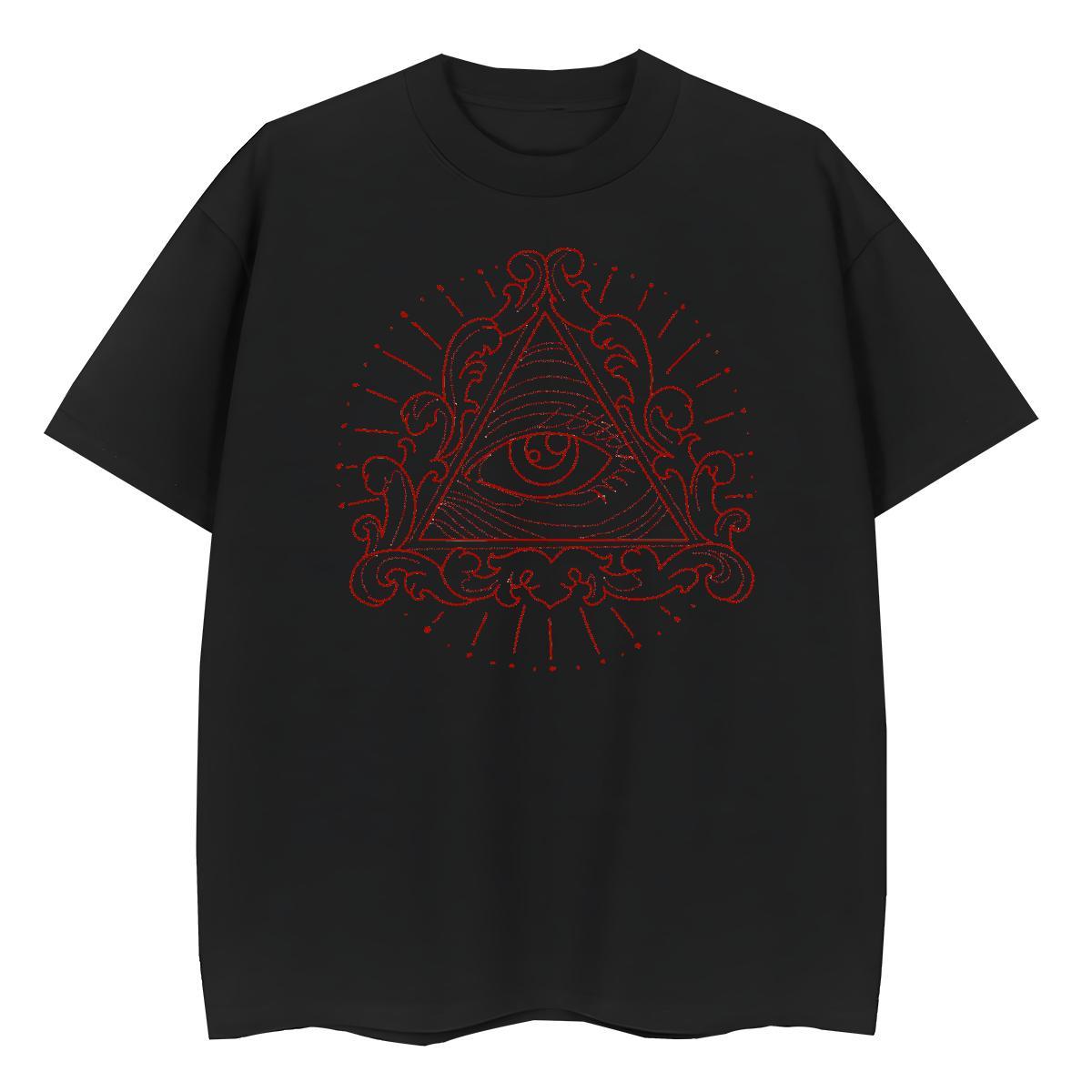 New Arrival T-Shirts 230g 100% Cotton Breathable Crew Neck Outdoor eye of the devil Tshirt for Man Woman Loose fit Floral Print Tshirts