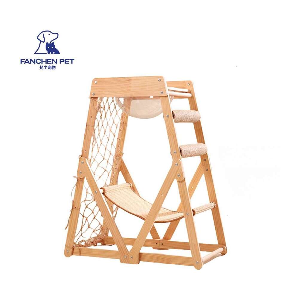 2024 New Pet Portable Travel Solid Wood Natural And Fresh Sisal Hammock Cat Tree Modern For Cats